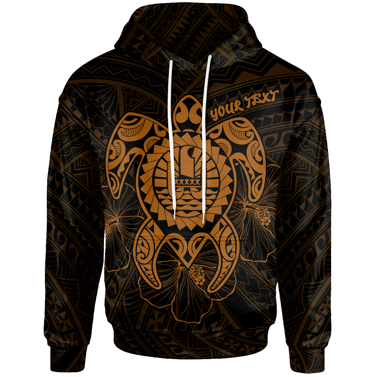 Tahiti Polynesian Custom Hoodie Vintage Polynesian Turtle (Golden) - Polynesian Pride