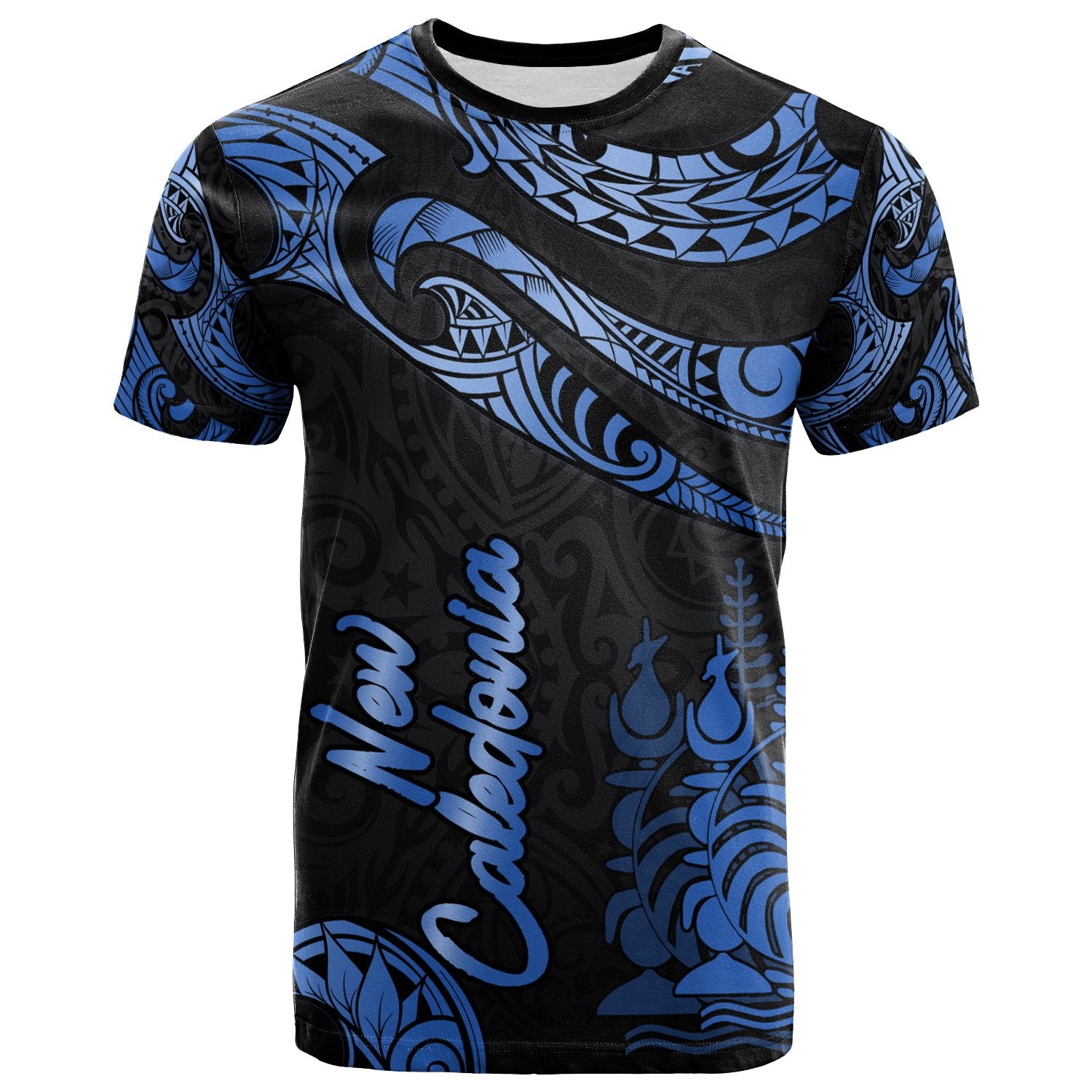 New Caledonia Polynesian Polynesian T Shirt Poly Tattoo Blue Version Unisex Blue - Polynesian Pride