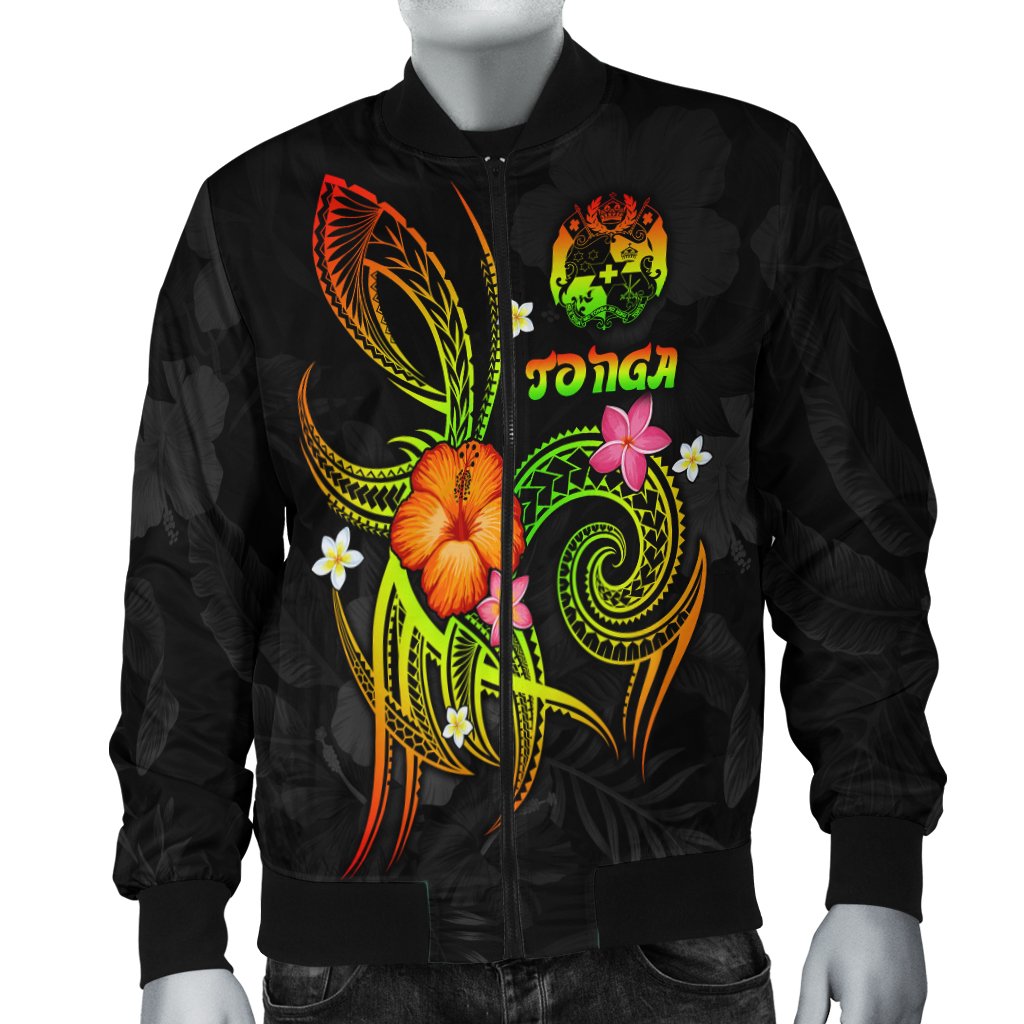 Tonga Polynesian Men's Bomber Jacket - Legend of Tonga (Raggae) Raggae - Polynesian Pride