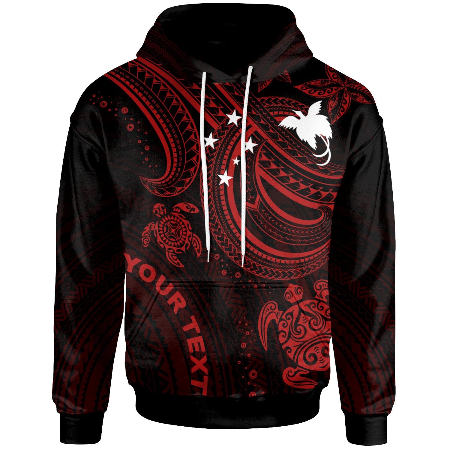 Papua New Guinea Custom Hoodie Red Turtle Unisex Red - Polynesian Pride