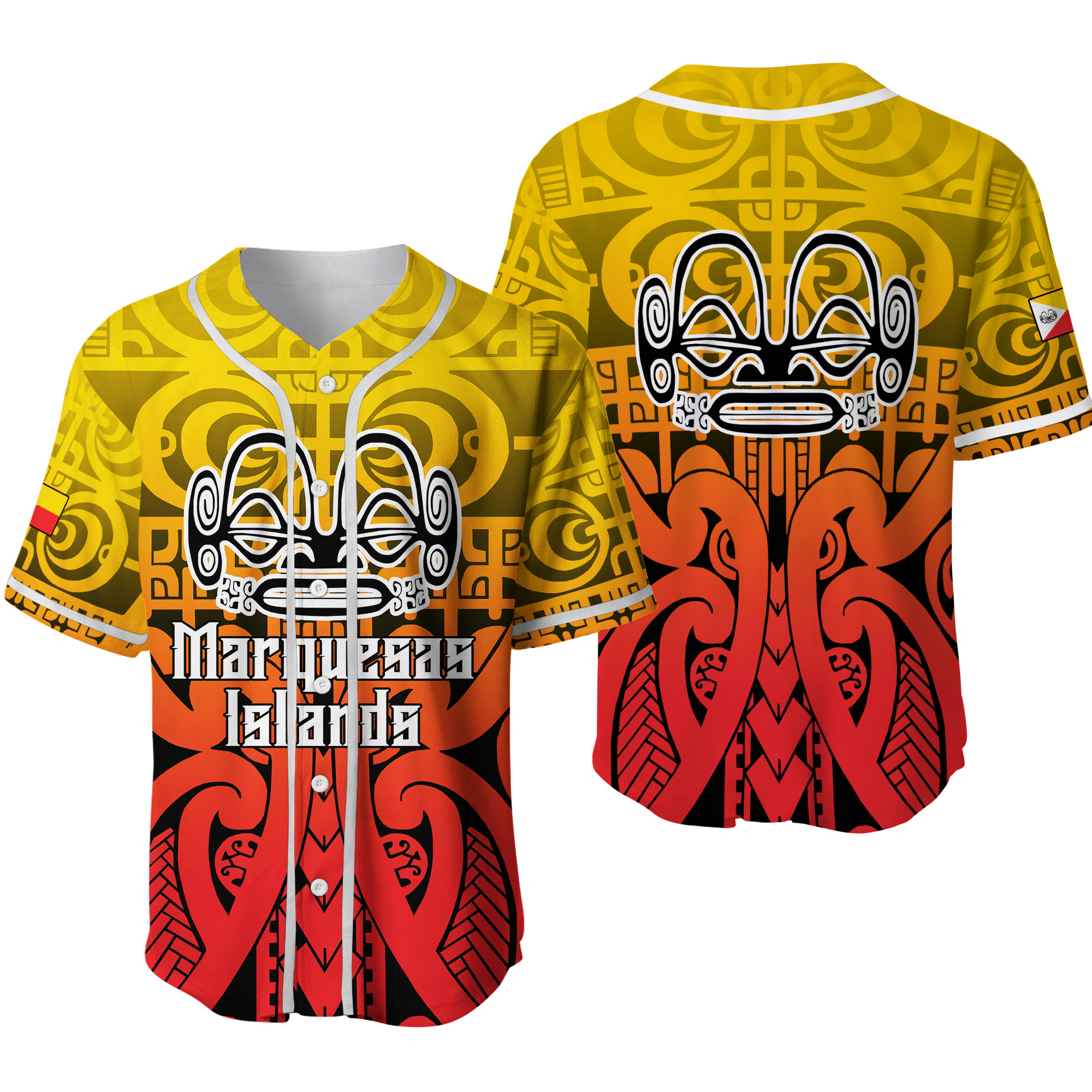 Marquesas Islands Marquesan Tattoo Baseball Jersey - LT12 Red - Polynesian Pride