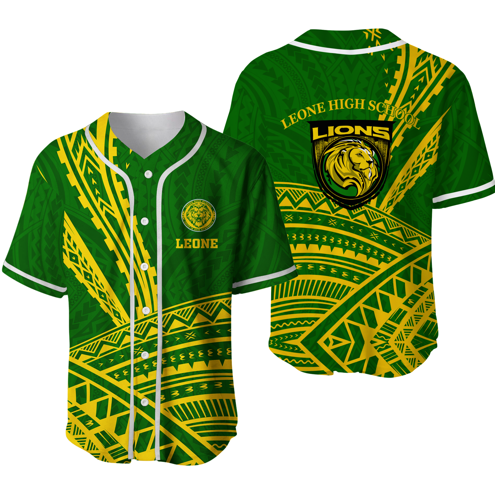 Leone High School Pride Baseball Jersey - LT12 Green - Polynesian Pride