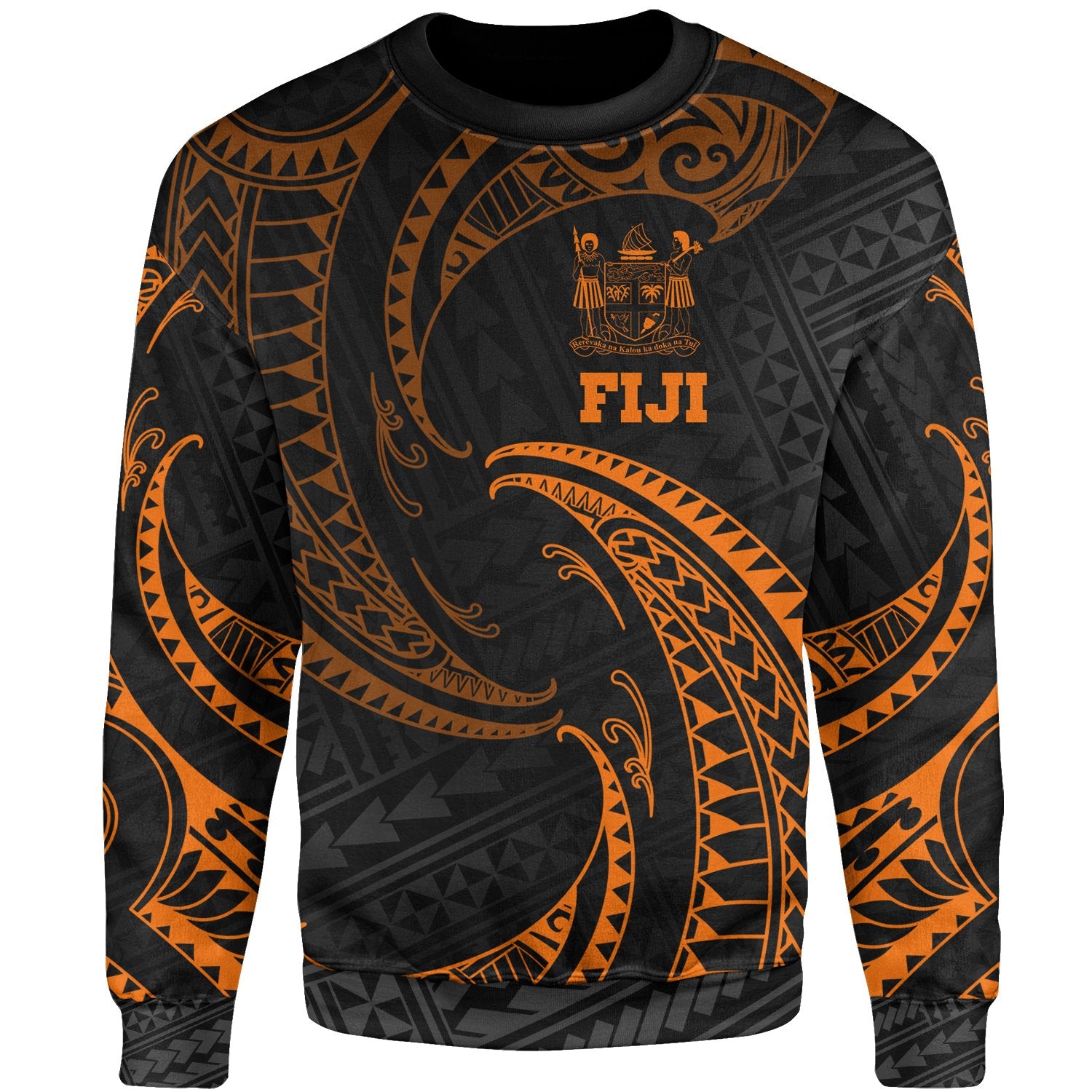 Fiji Polynesian Sweater - Orange Tribal Wave Unisex Orange - Polynesian Pride