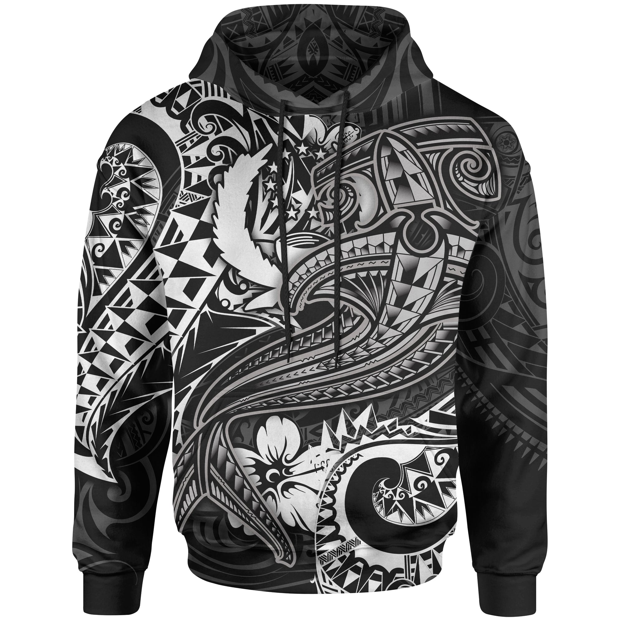 Pohnpei Hoodie White Shark Polynesian Tattoo Unisex White - Polynesian Pride