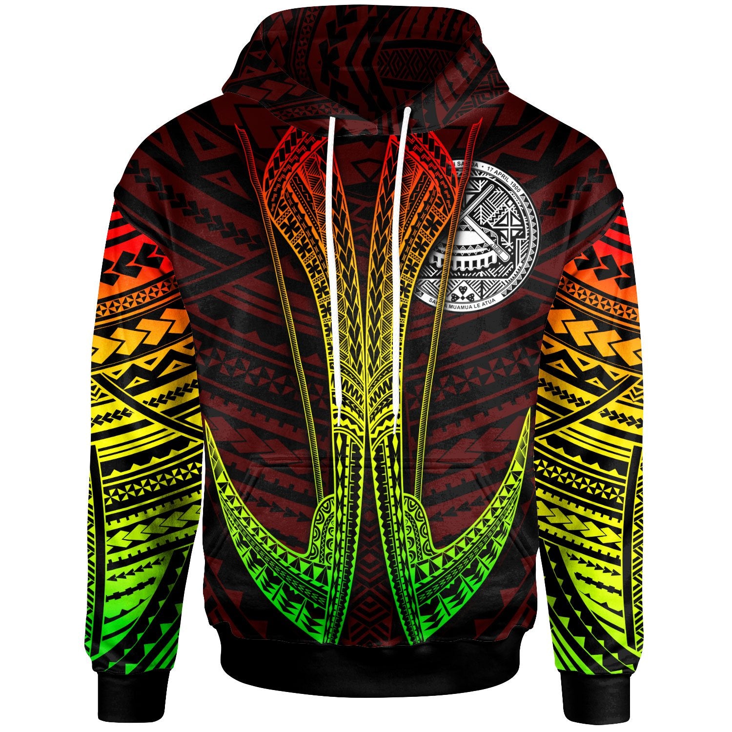 American Samoa Custom Hoodie Fish Hook Unisex Red - Polynesian Pride