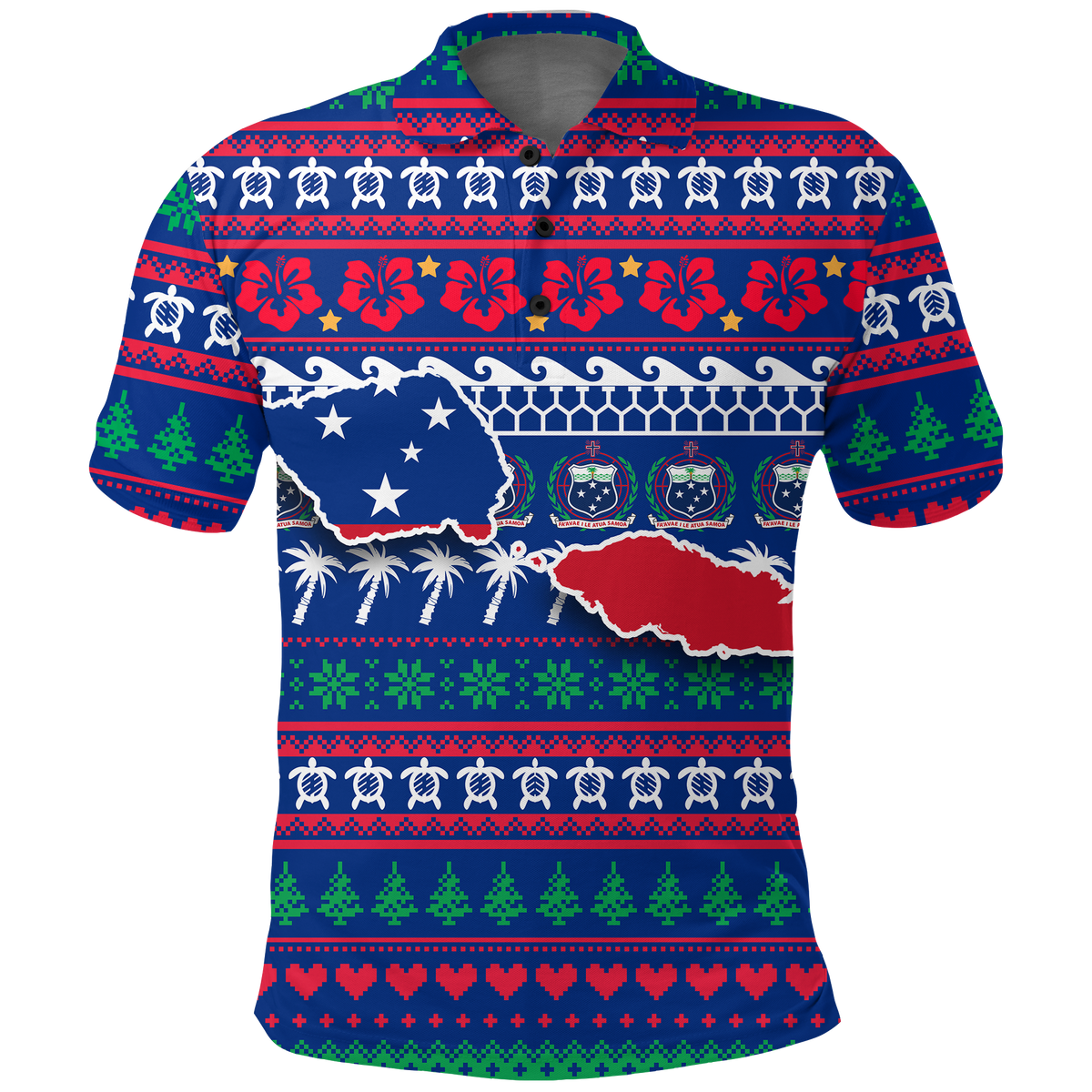 Samoa Christmas Polo Shirt Ugly Christmas LT12 Unisex Blue - Polynesian Pride