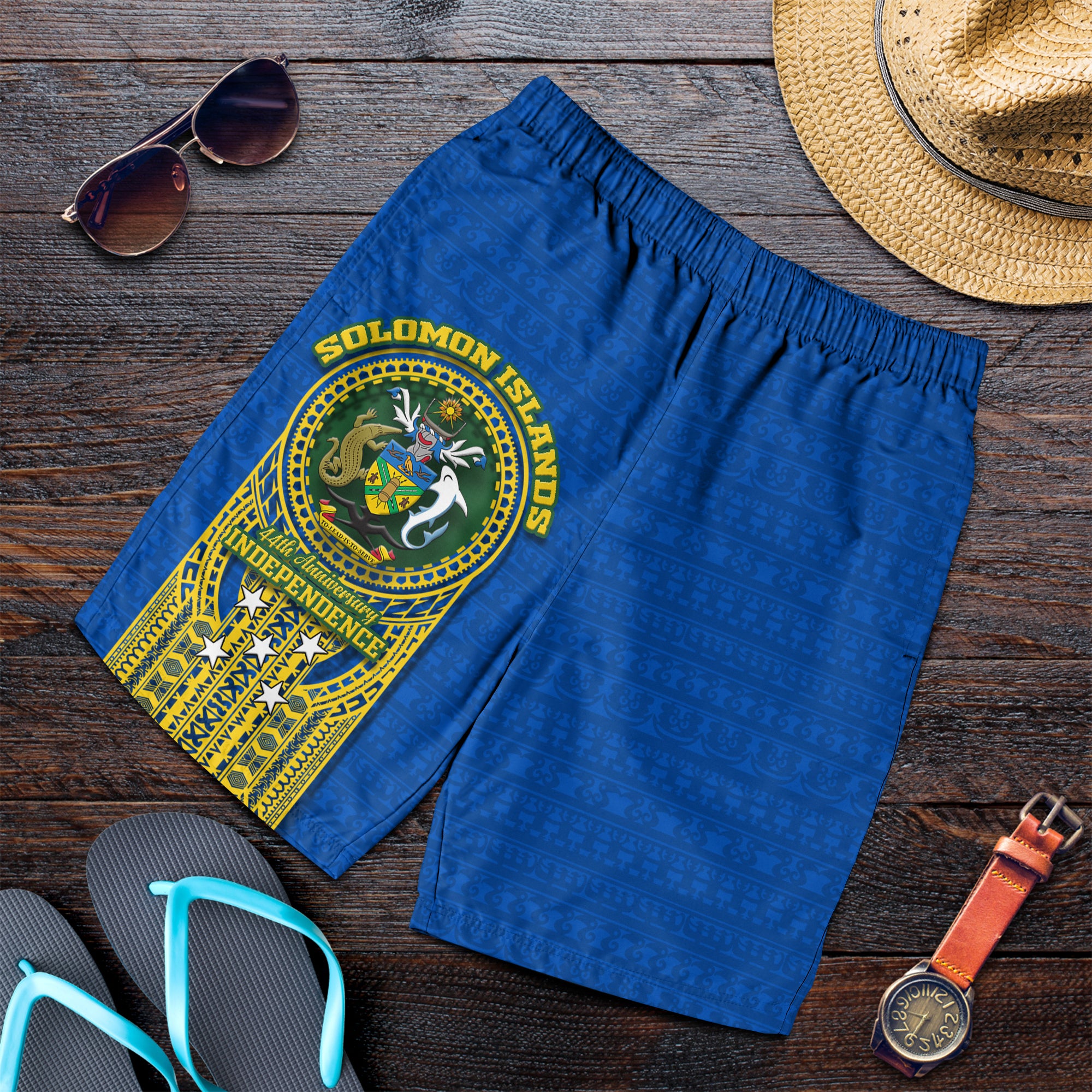 Solomon Islands Independence Anniversary 44th Years Men Shorts - LT12 Men Short Blue - Polynesian Pride