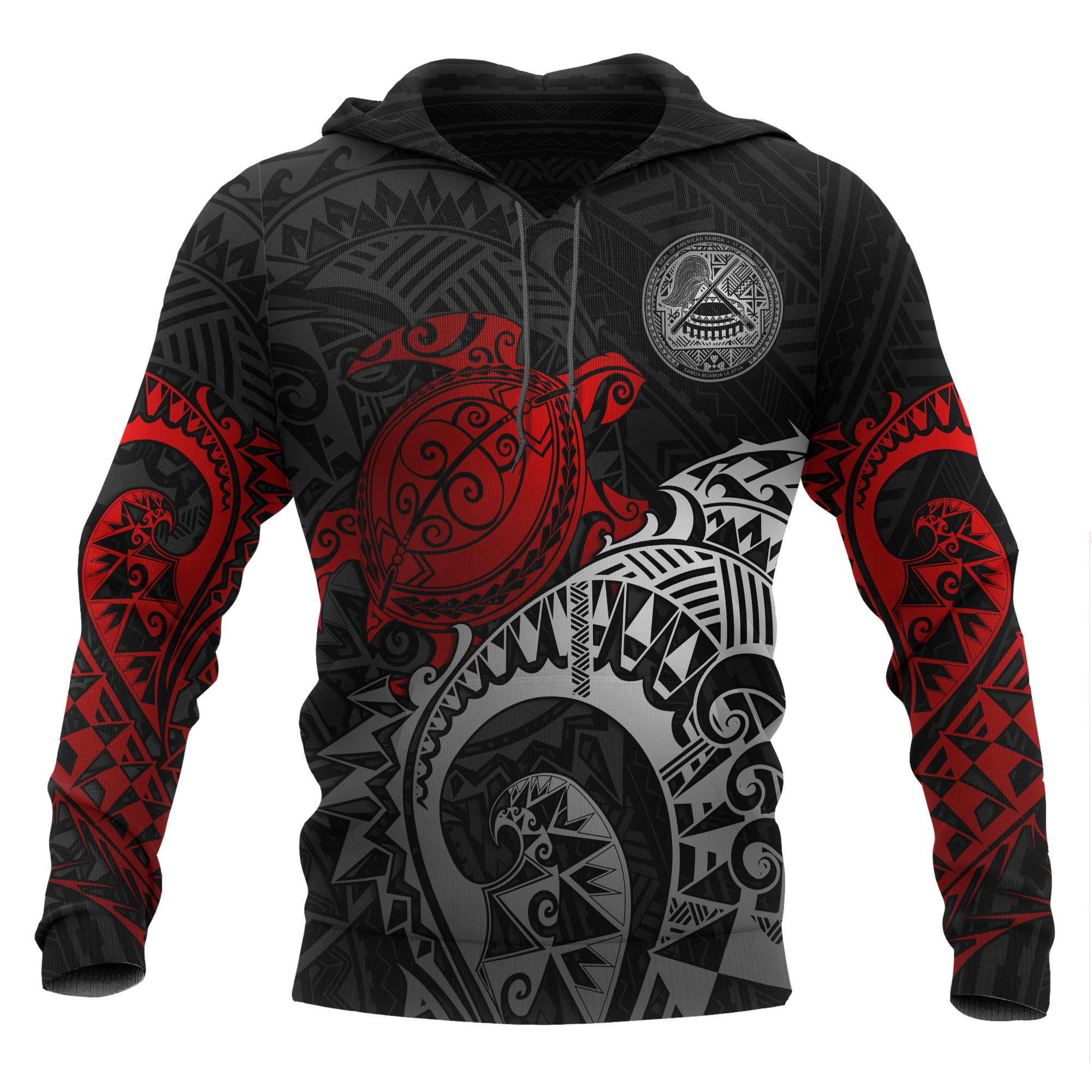 American Samoa Hoodie Polynesian Turtle (Red) Unisex RED - Polynesian Pride