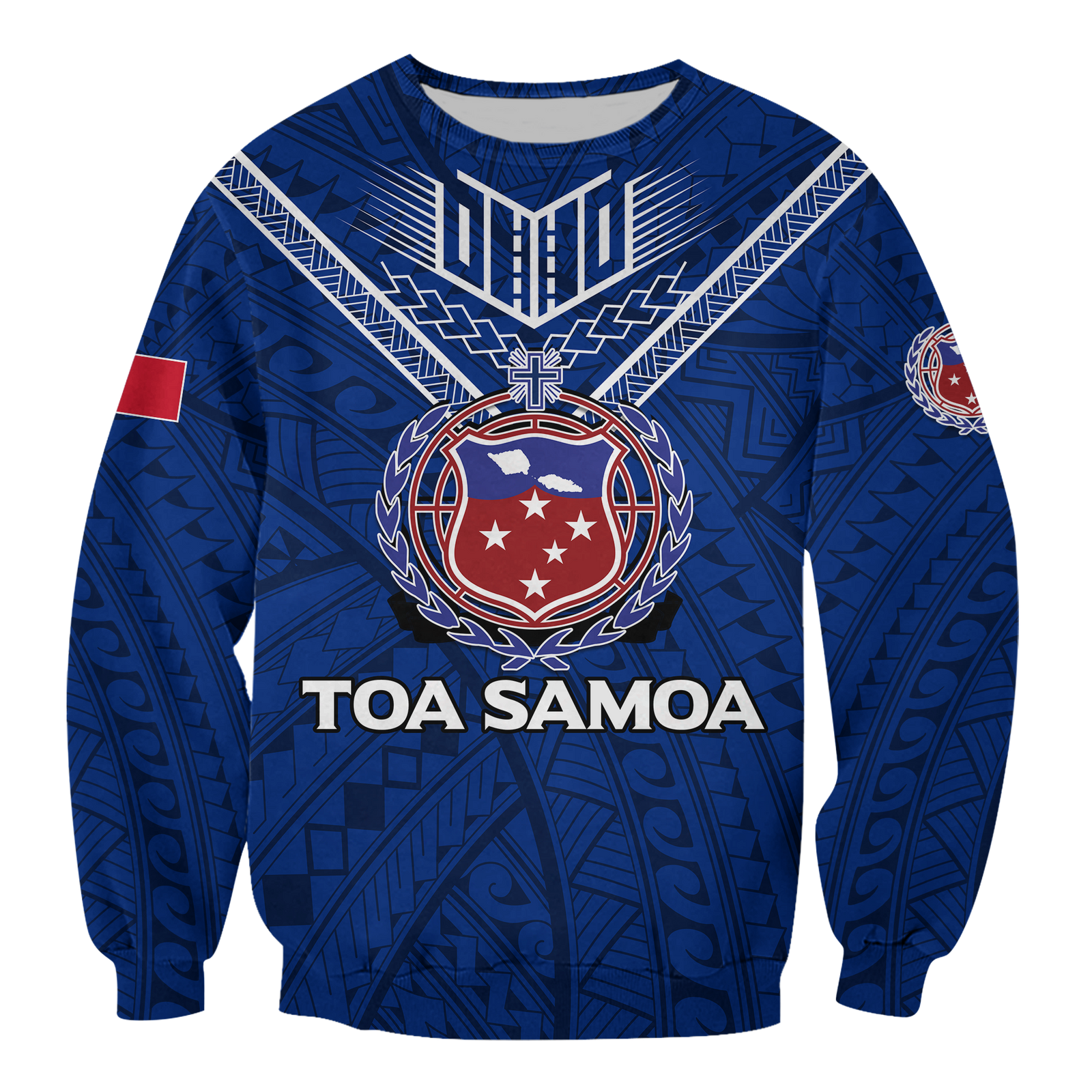 Toa Samoa Rugby Sweatshirt - Samoan Warrior Pride - LT12 Unisex Blue - Polynesian Pride