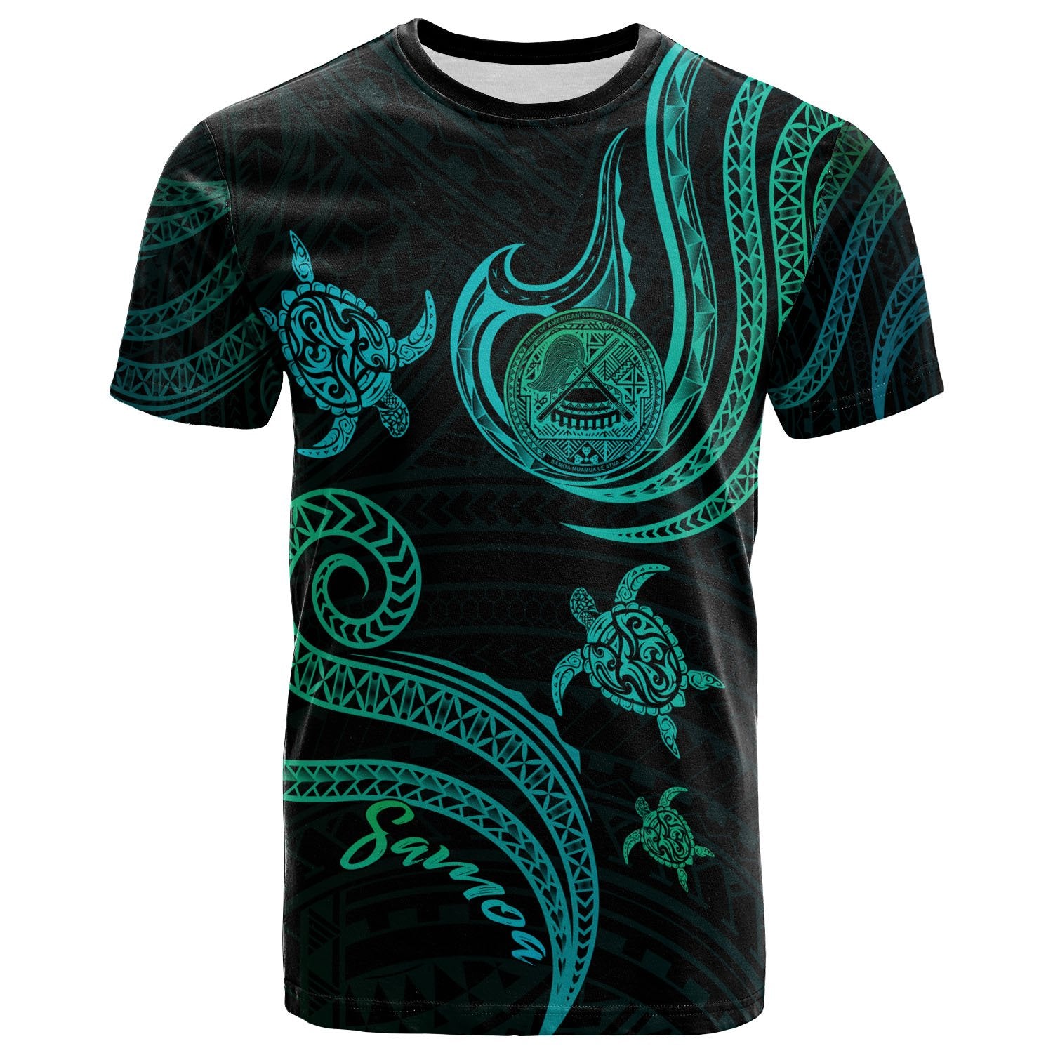 American Samoa T Shirt Polynesian Turtle With Pattern Unisex Art - Polynesian Pride