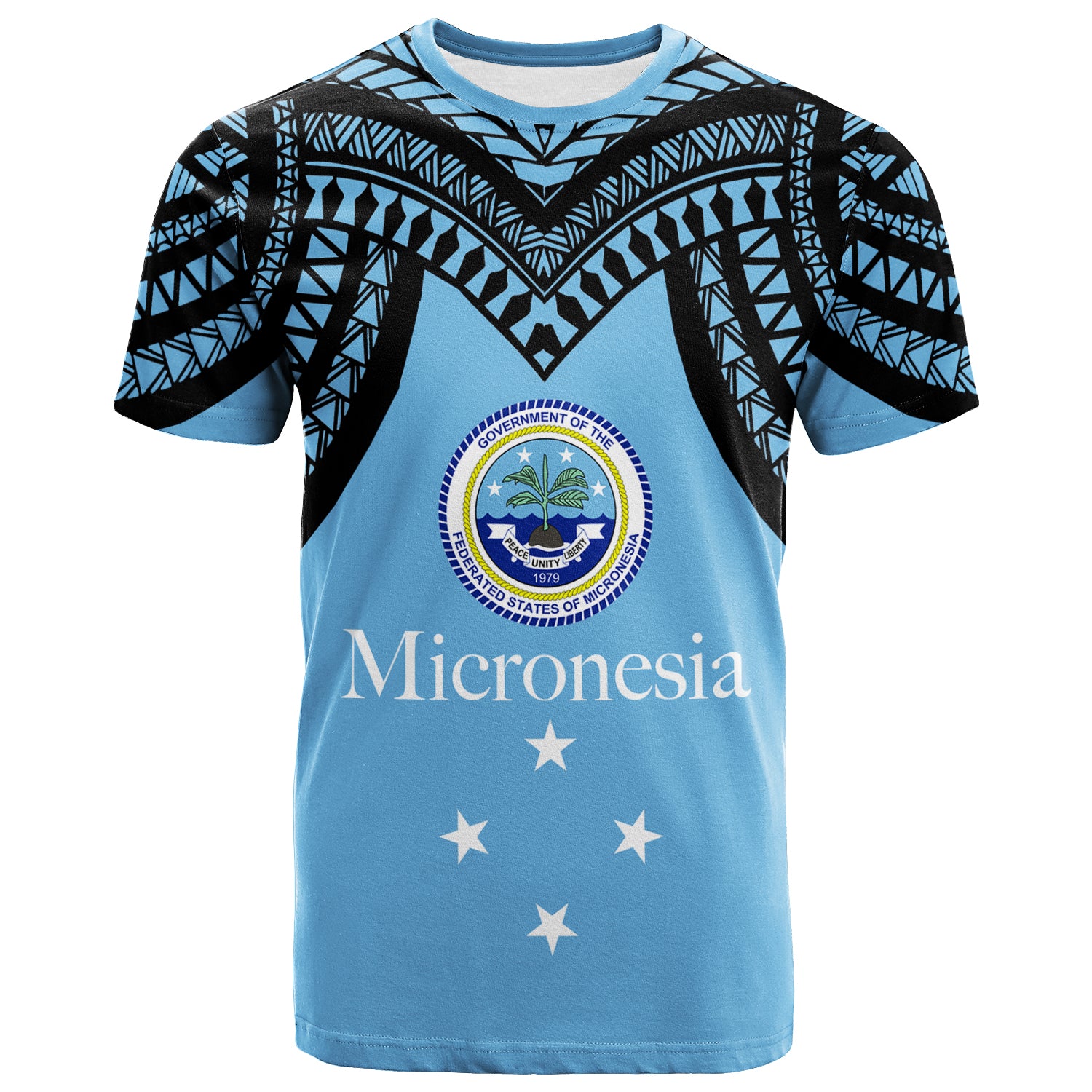 Federated States of Micronesia T Shirt Micronesia Pattern LT12 Unisex Blue - Polynesian Pride