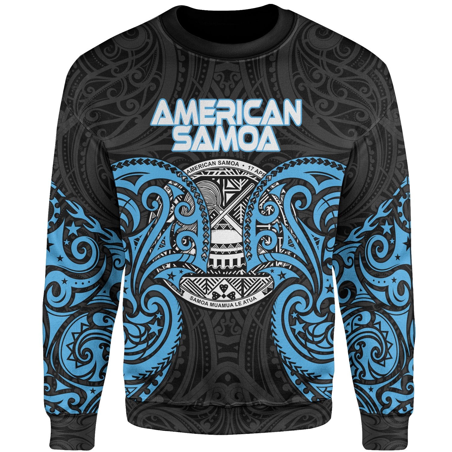 American Samoa Polynesian Sweater - Spirit Style Blue Unisex Blue - Polynesian Pride