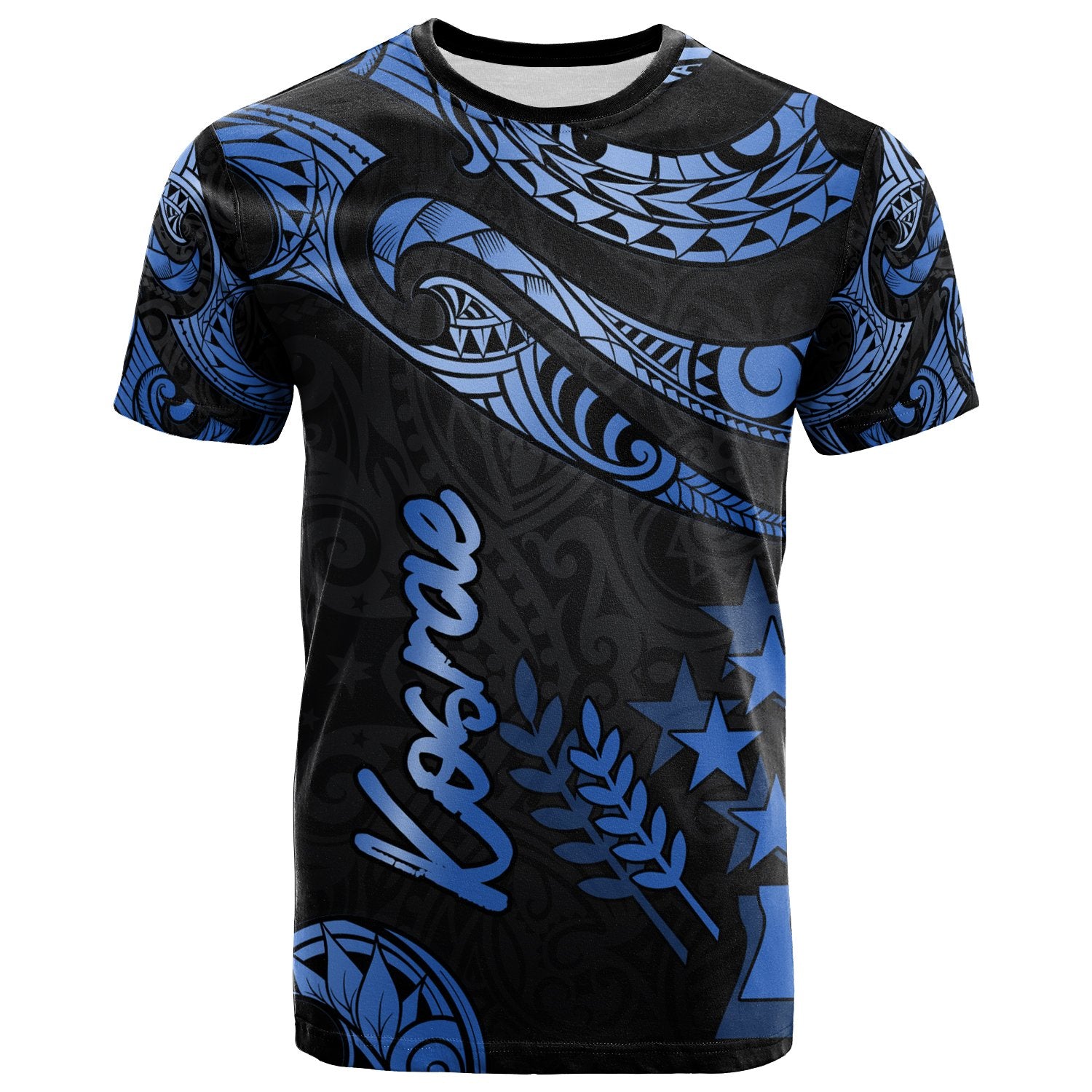 Kosrae Micronesia T Shirt Poly Tattoo Blue Version Unisex Blue - Polynesian Pride