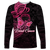 (Custom Personalised) Breast Cancer Pink Ribbon Butterfly Polynesian Black Version Long Sleeve Shirt - LT12 Unisex Black - Polynesian Pride