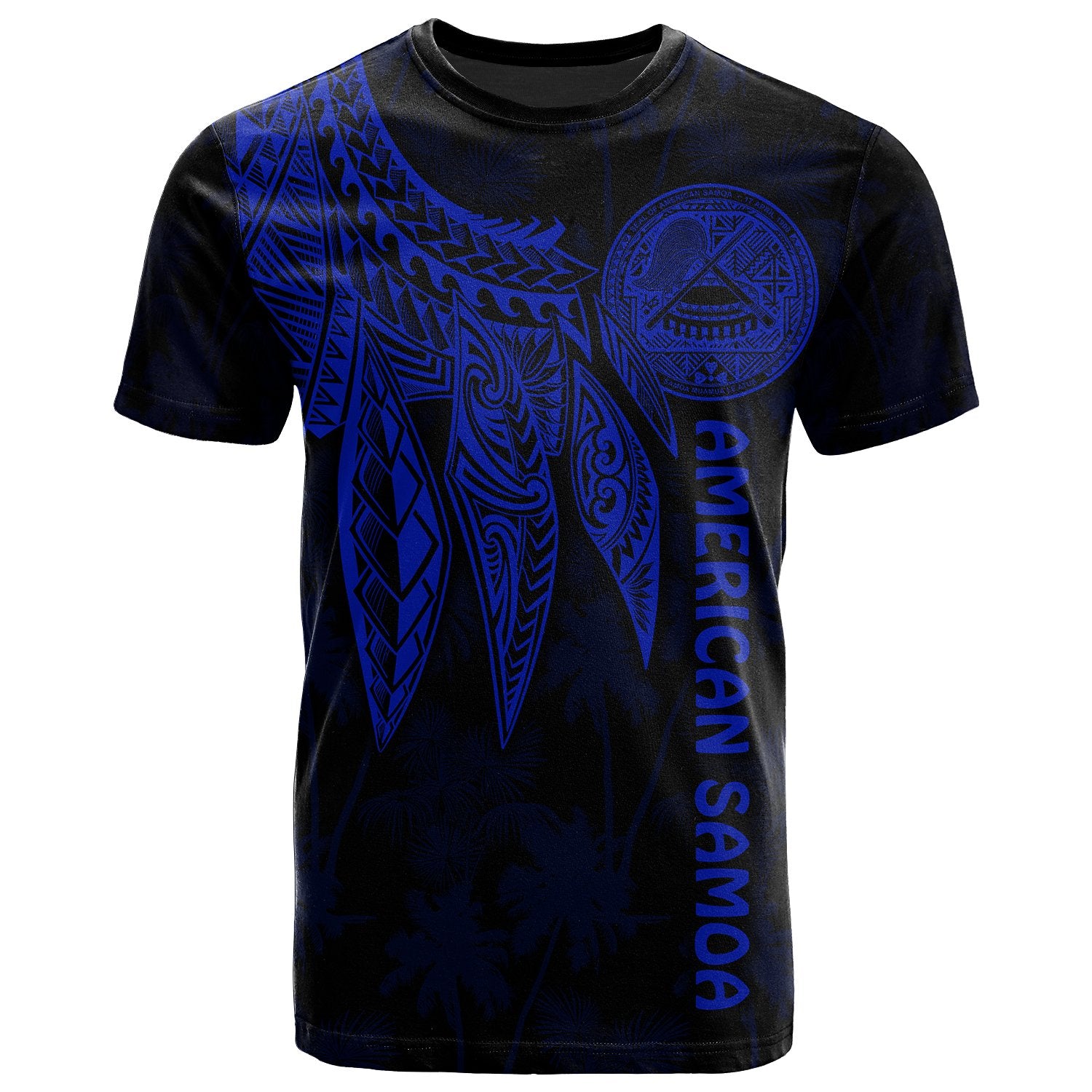 American Samoa T Shirt Polynesian Wings (Blue) Unisex Blue - Polynesian Pride