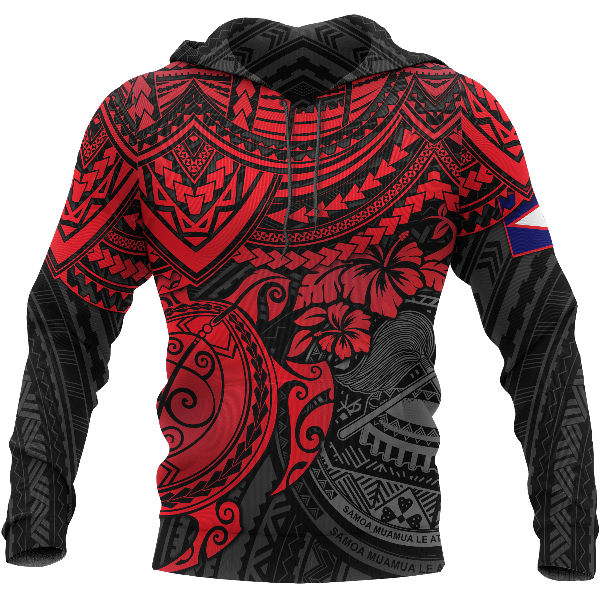 American Samoa Polynesian Hoodie Red Turtle Unisex Red - Polynesian Pride