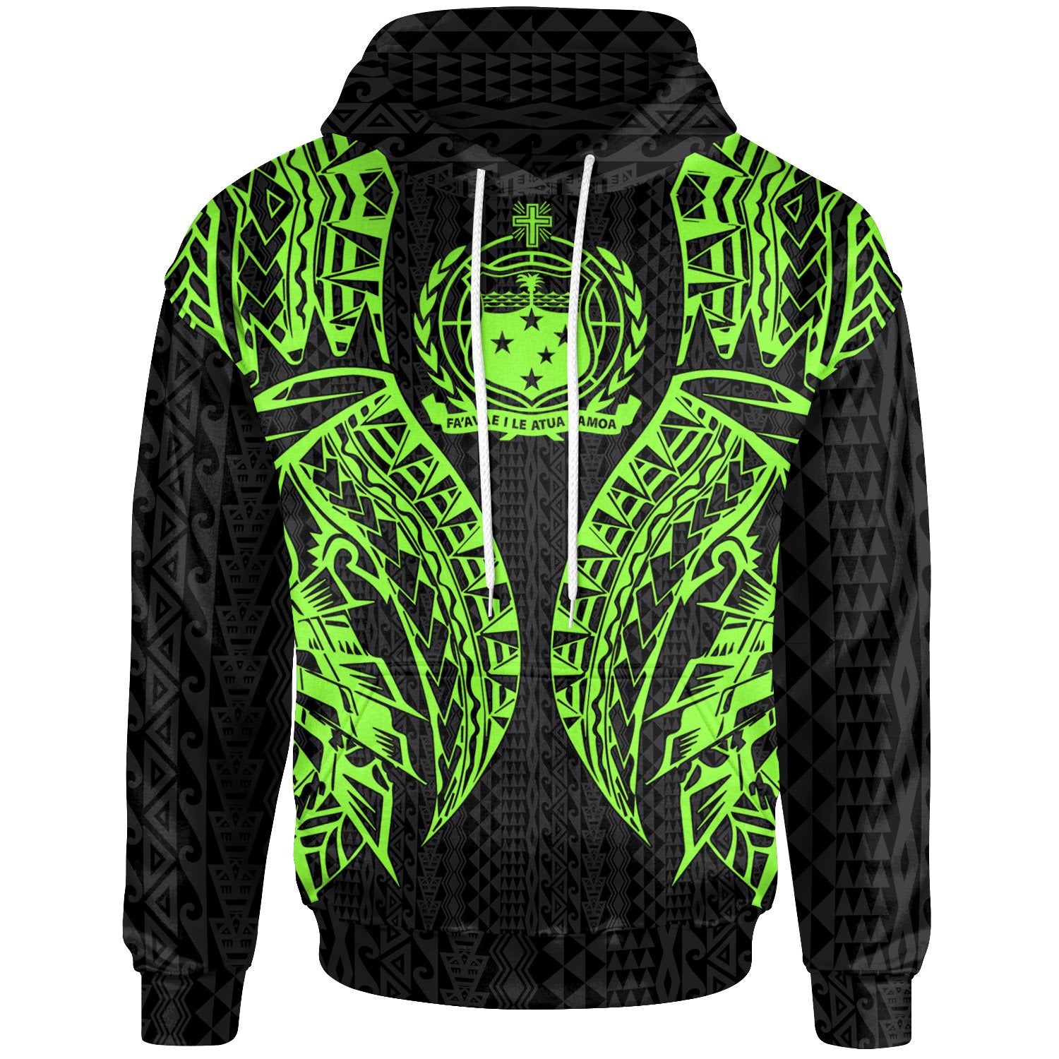 Samoa Hoodie Polynesian Lion Head Green Unisex Green - Polynesian Pride