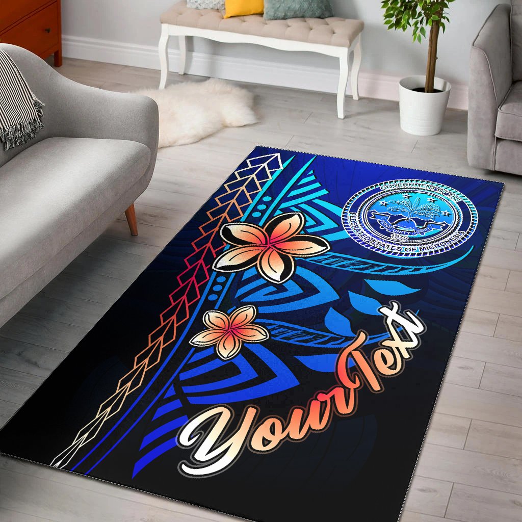 Federated States of Micronesia Custom Personalised Area Rug - Vintage Tribal Mountain Blue - Polynesian Pride