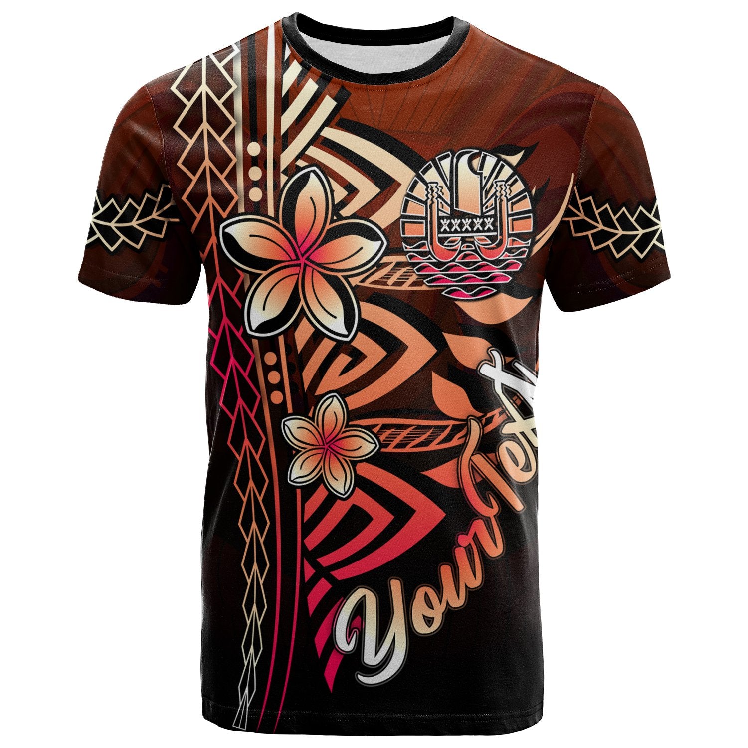 Tahiti Custom T Shirt Red Vintage Tribal Mountain Unisex Red - Polynesian Pride