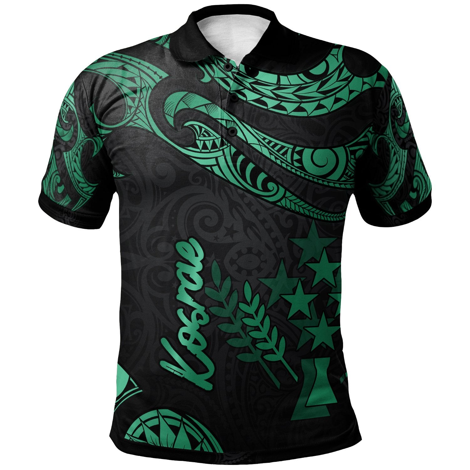 Kosrae Micronesia Polo Shirt Polynesian Tattoo Green Version Unisex Green - Polynesian Pride