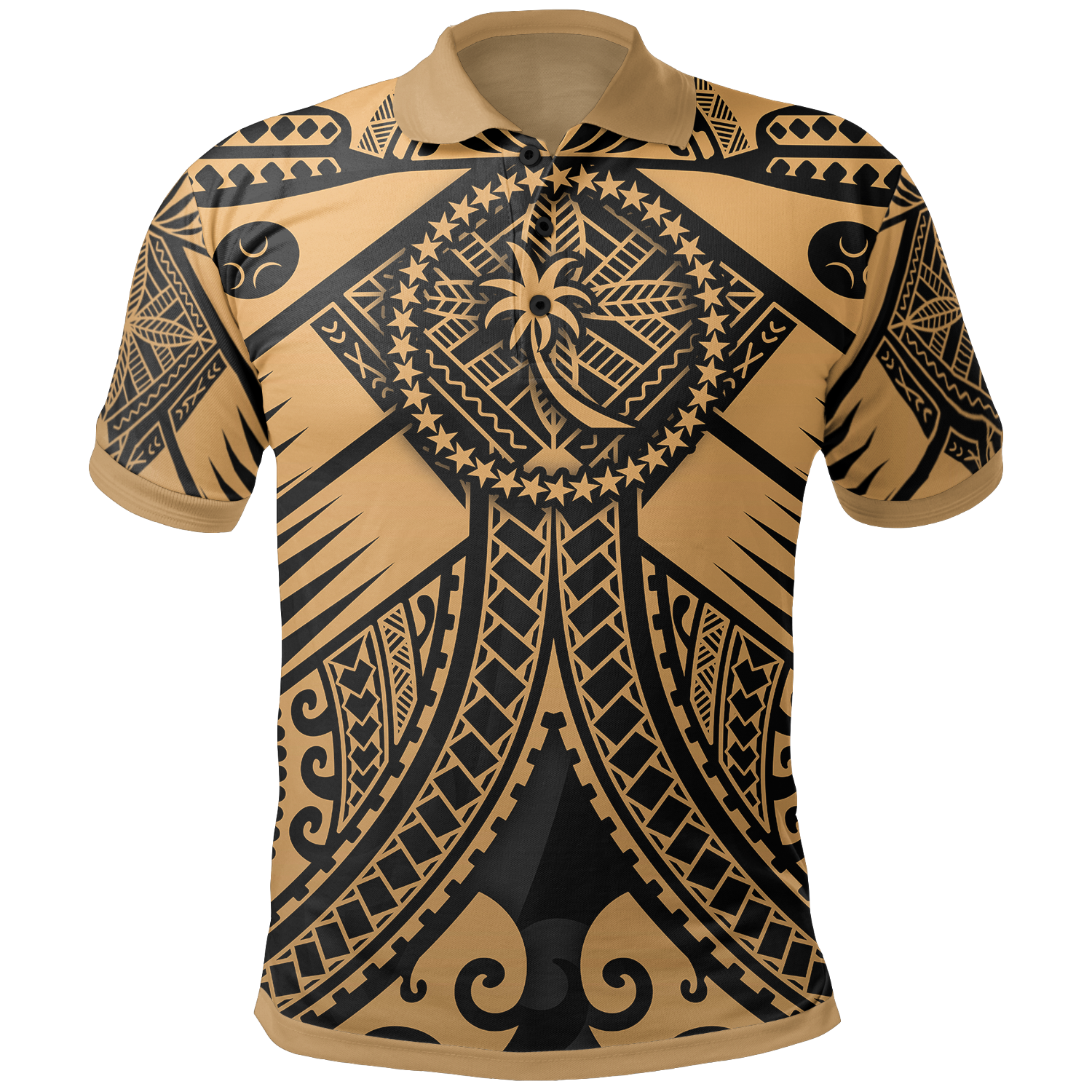 Chuuk Polo Shirt Gold Seal with Polynesian Tattoo Unisex Gold - Polynesian Pride