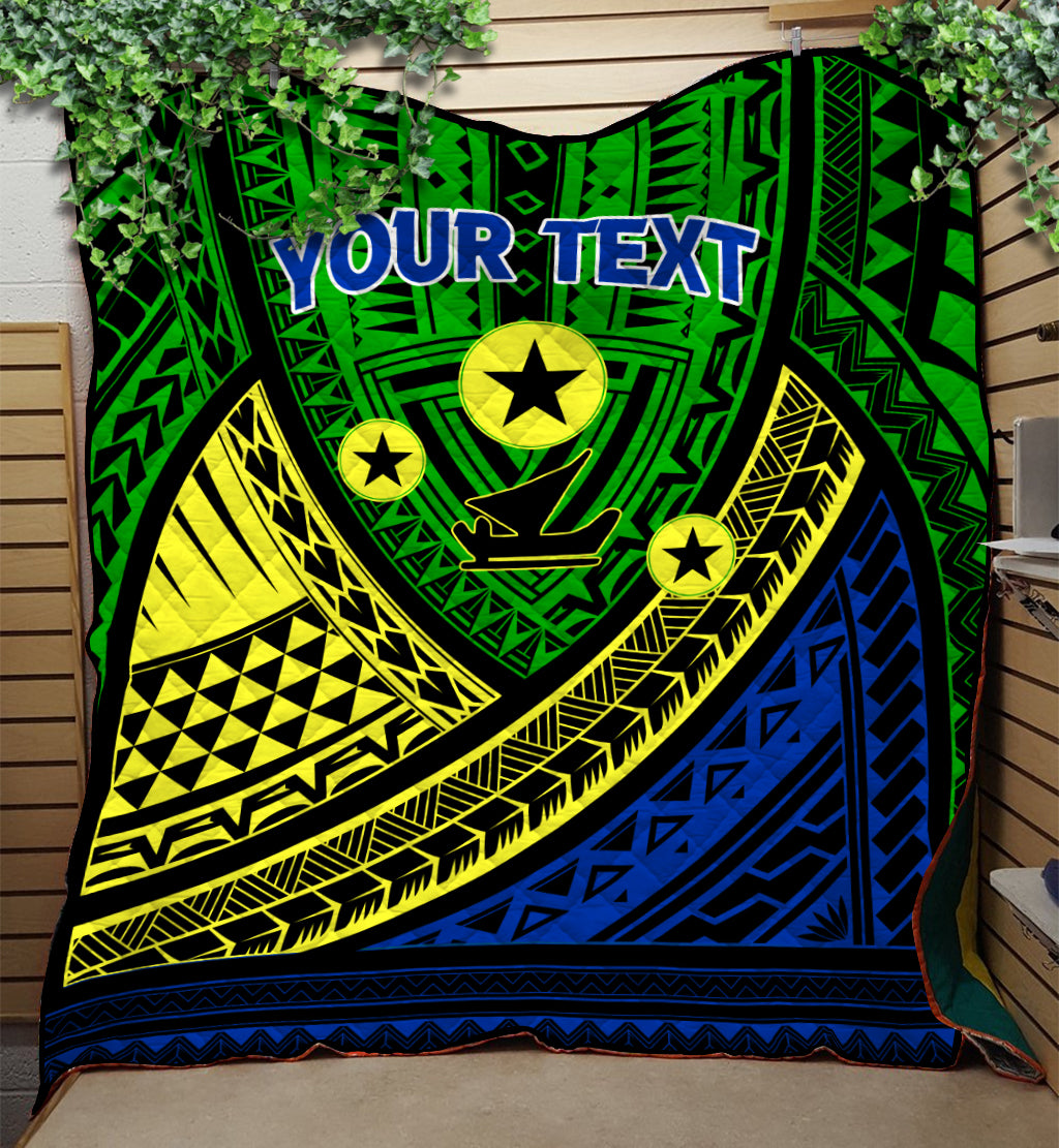 (Custom Personalised) Vanuatu Malampa Province Tribal Pattern Quilt - LT12 Quilt Blue - Polynesian Pride