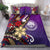 Federated States Of Micronesia Bedding Set - Tribal Flower With Special Turtles Purple Color Purple - Polynesian Pride