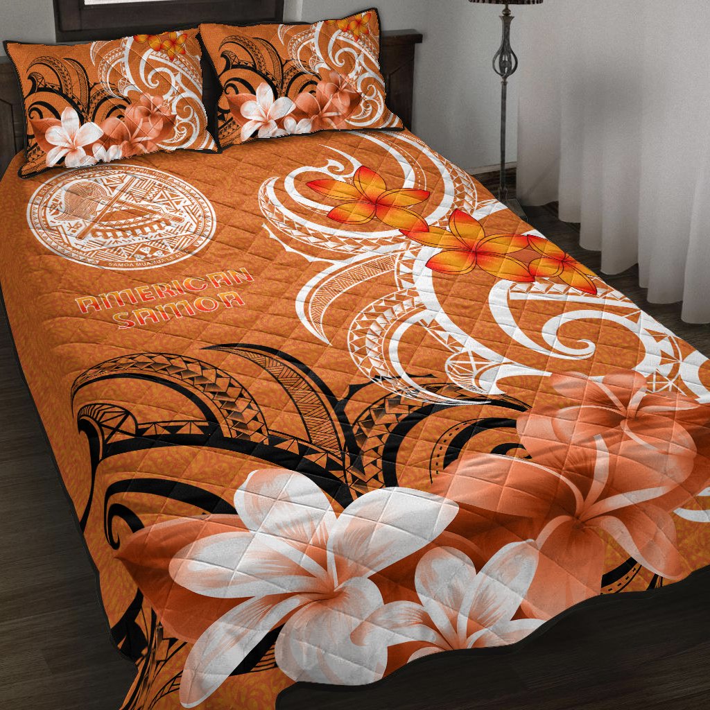 American Samoa Quilt Bed Set - American Samoa Spirit Orange - Polynesian Pride