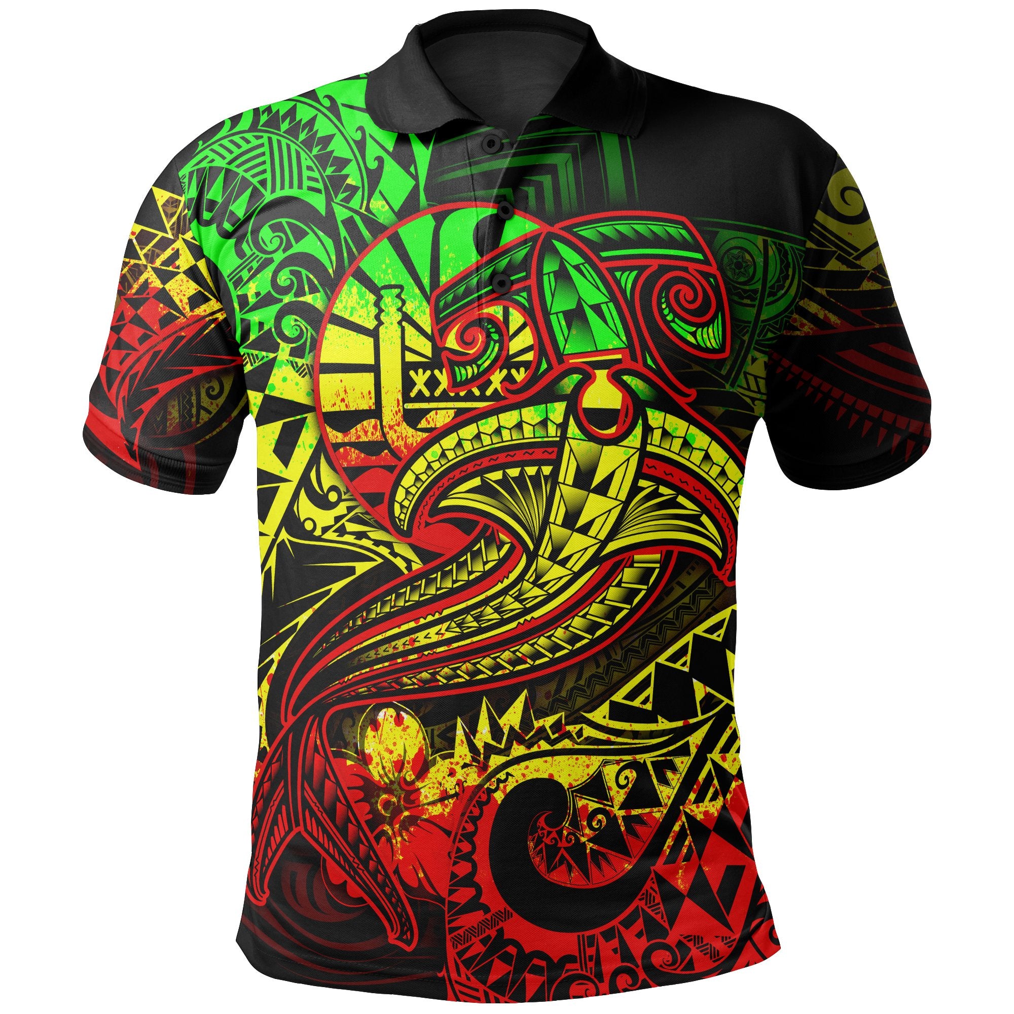 Tahiti Polo Shirt Reggae Shark Polynesian Tattoo Unisex Reggae - Polynesian Pride