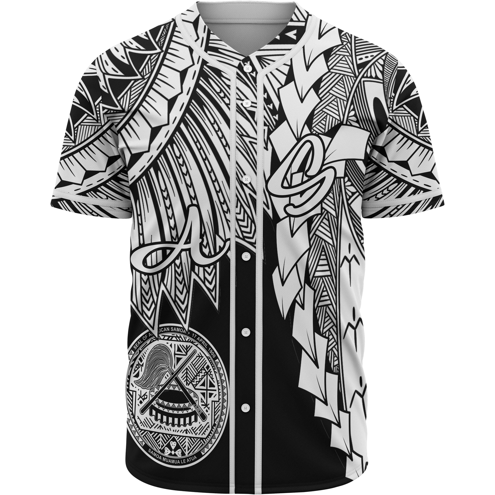 American Samoa Polynesian Baseball Shirt - Tribal Wave Tattoo White Unisex White - Polynesian Pride