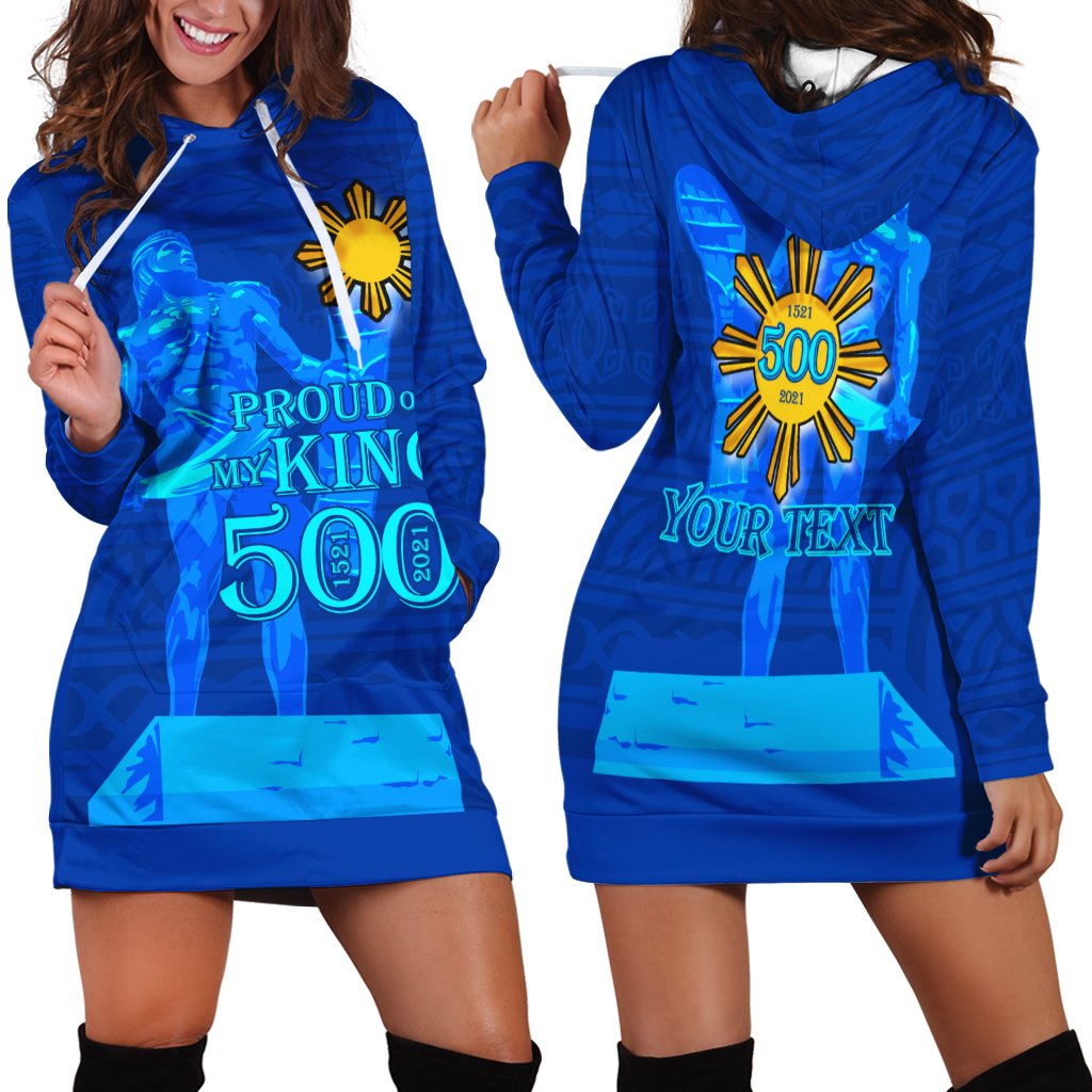 Philippines Custom Personalised Hoodie Dress - Proud Of My King Blue - Polynesian Pride