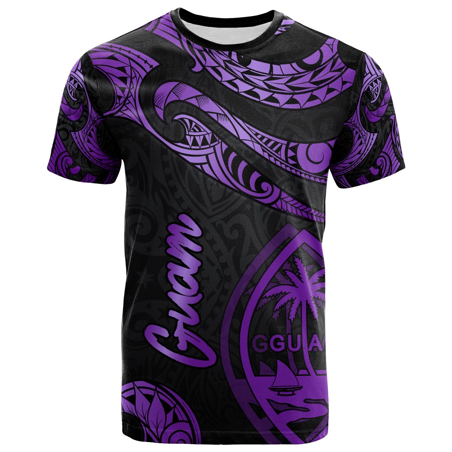 Guam Polynesian T Shirt Polynesian Tattoo Purple Version Unisex Purple - Polynesian Pride