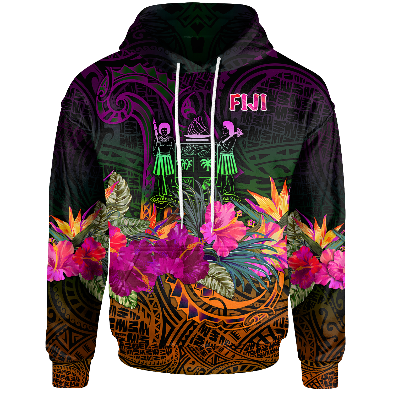 Fiji Hoodie Summer Hibiscus Unisex Reggae - Polynesian Pride