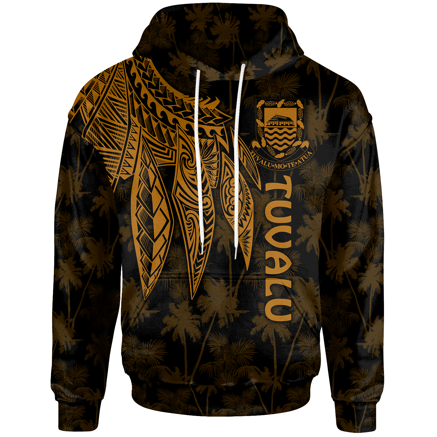 Tuvalu Hoodie Polynesian Wings (Golden) Unisex Golden - Polynesian Pride