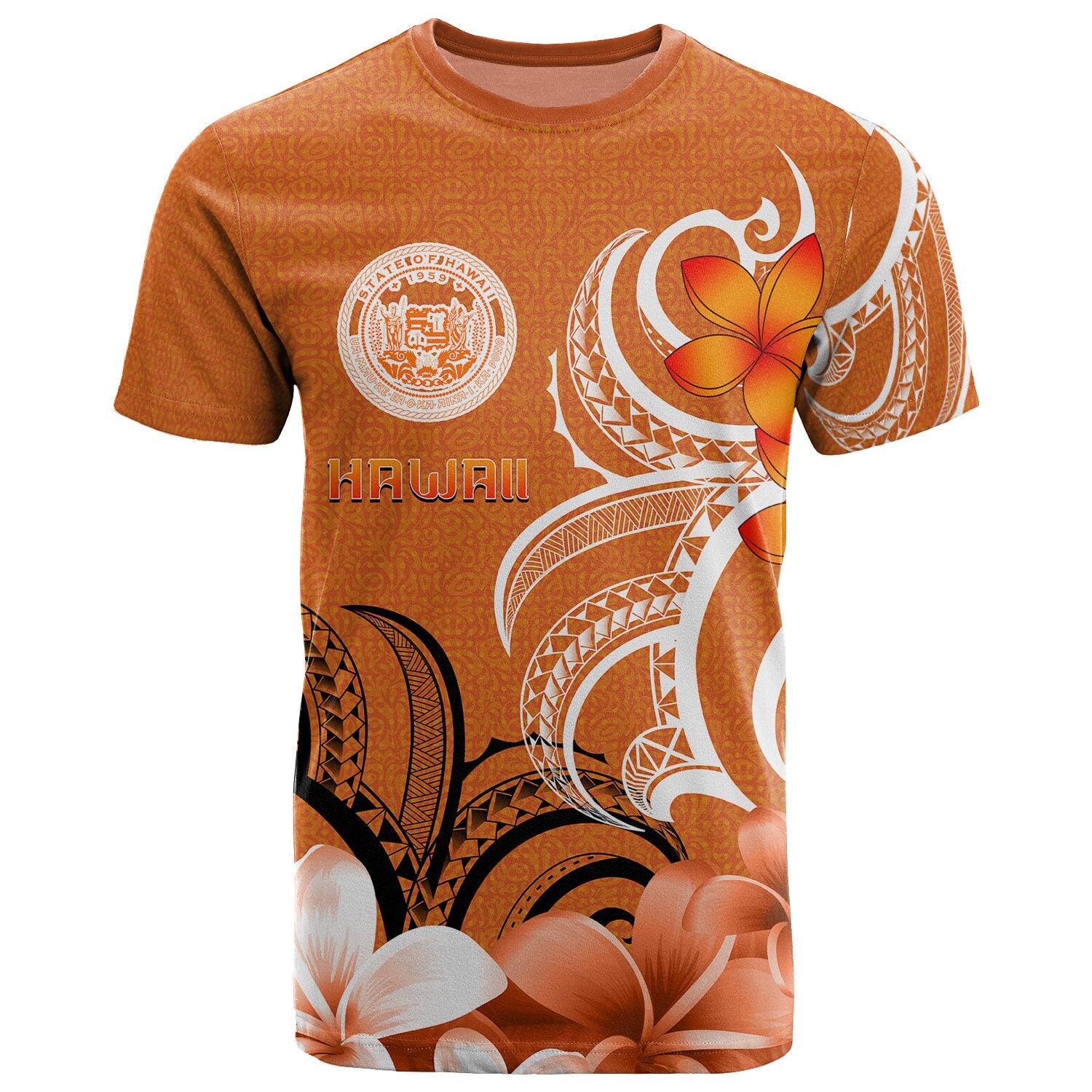 Hawaii T Shirt Hawaii Seal Hawaiian Spirit Unisex Orange - Polynesian Pride