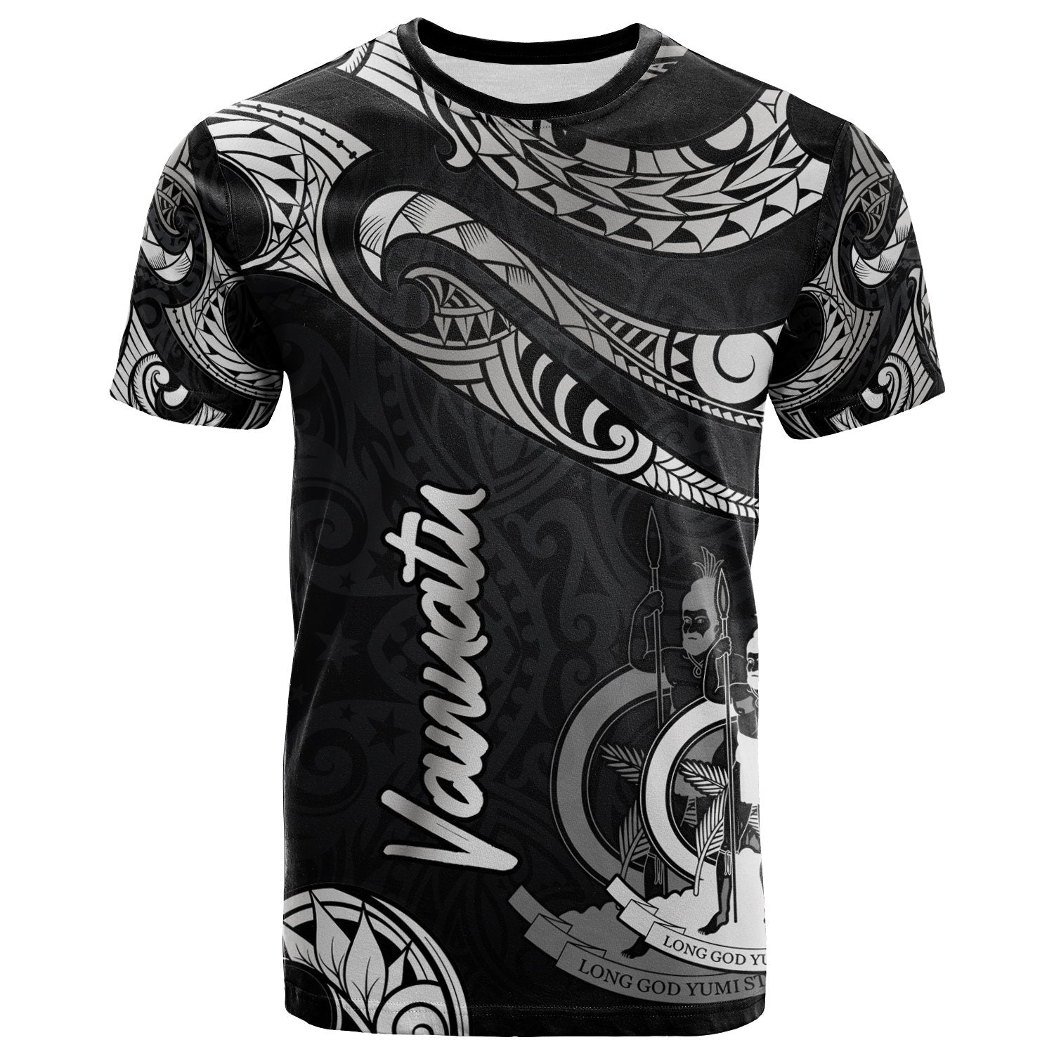 Vanuatu Polynesian T Shirt Polynesian Tattoo White Version Unisex Art - Polynesian Pride