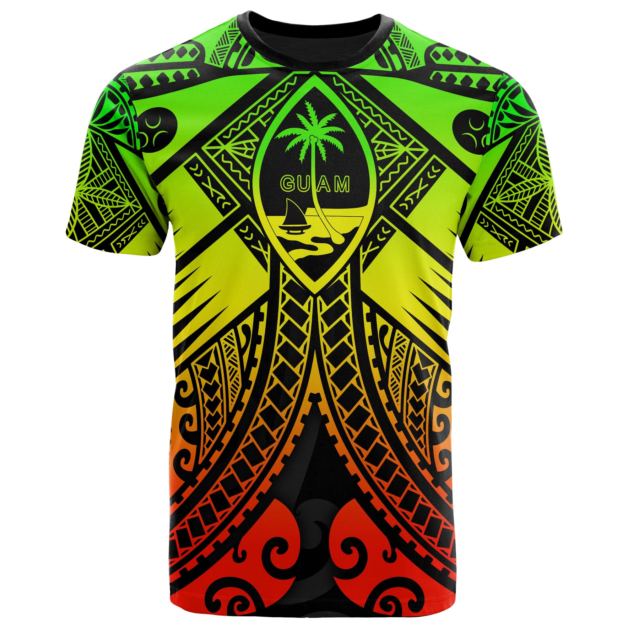 Guam Polynesian T Shirt Guam Reggae Seal with Polynesian Tattoo Unisex Reggae - Polynesian Pride