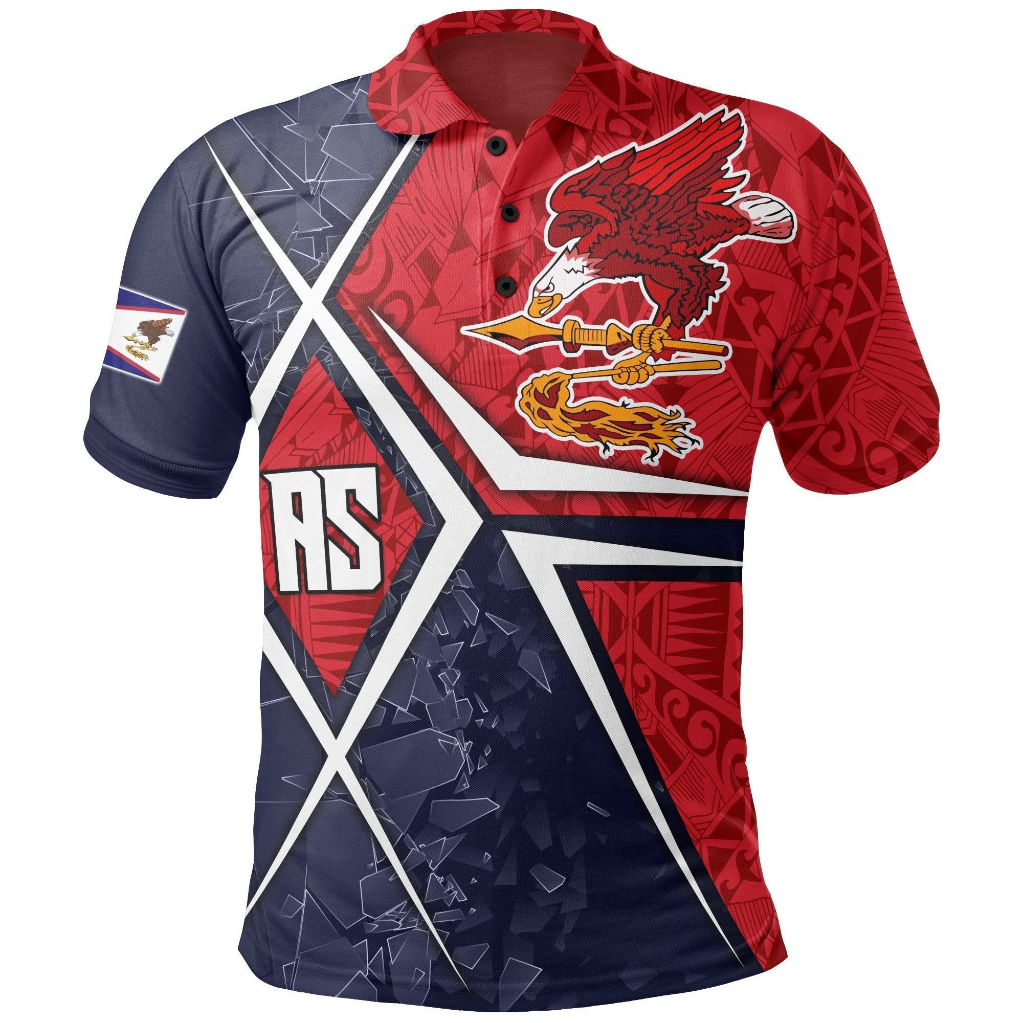 American Samoa Polo Shirt AS Flag with Polynesian Patterns Unisex Red - Polynesian Pride