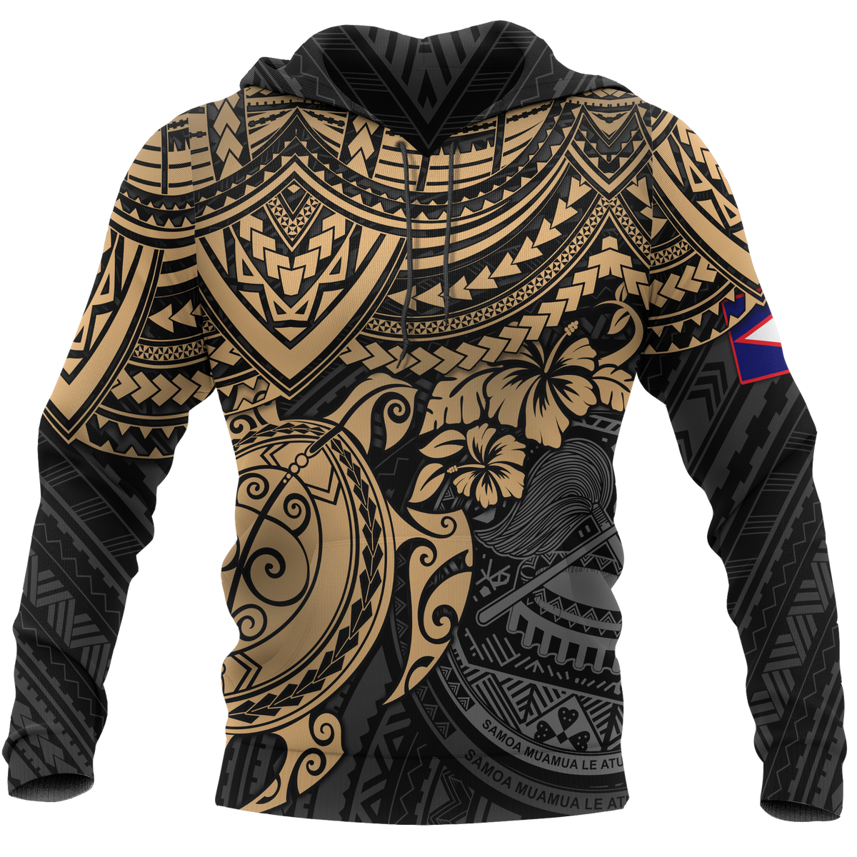 American Samoa Polynesian Hoodie Gold Turtle Unisex GOLD - Polynesian Pride
