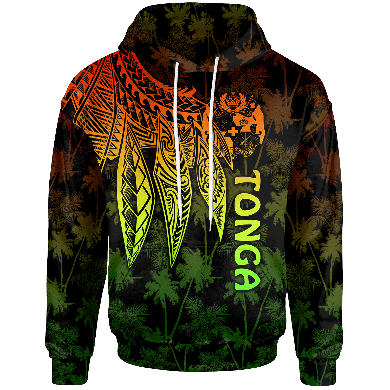 Tonga Hoodie Polynesian Wings (Reggae) Unisex Reggae - Polynesian Pride