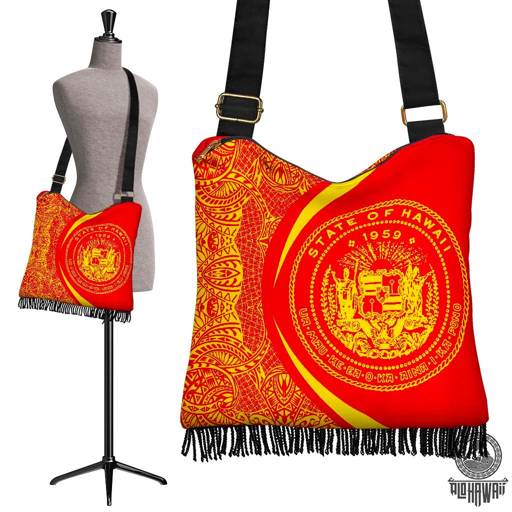 Hawaii Crossbody Boho Handbag Coat Of Arms Polynesian - Circle Style Red And Yellow Crossbody Boho Handbag - Hawaii Crossbody Boho Handbag Coat Of Arms Polynesian - Circle Style Red And Yellow - AH - J71 One Size Red - Polynesian Pride