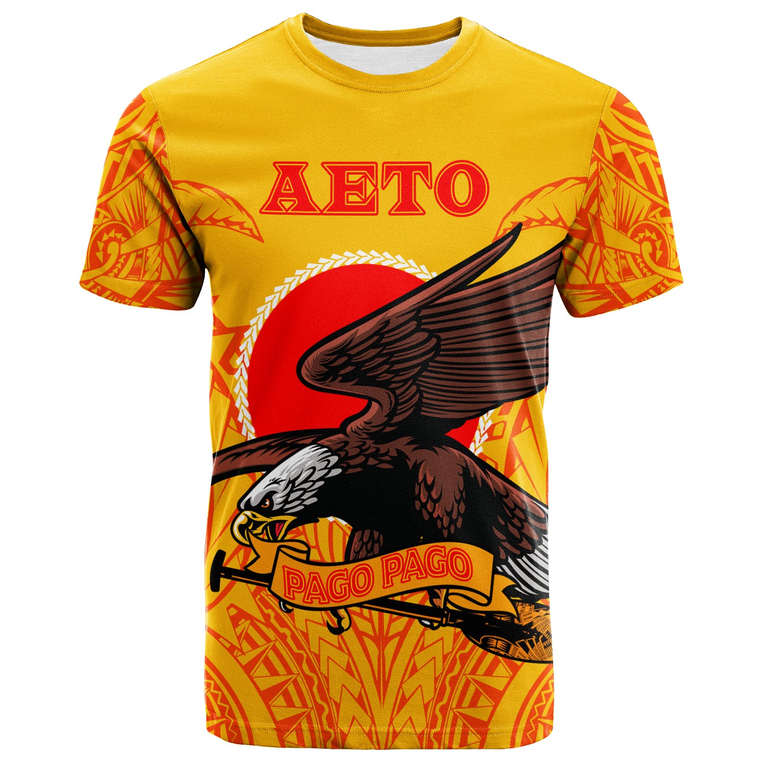 Custom American Samoa T Shirt Aeto Pago Pago Eagle LT12 Unisex Yellow - Polynesian Pride
