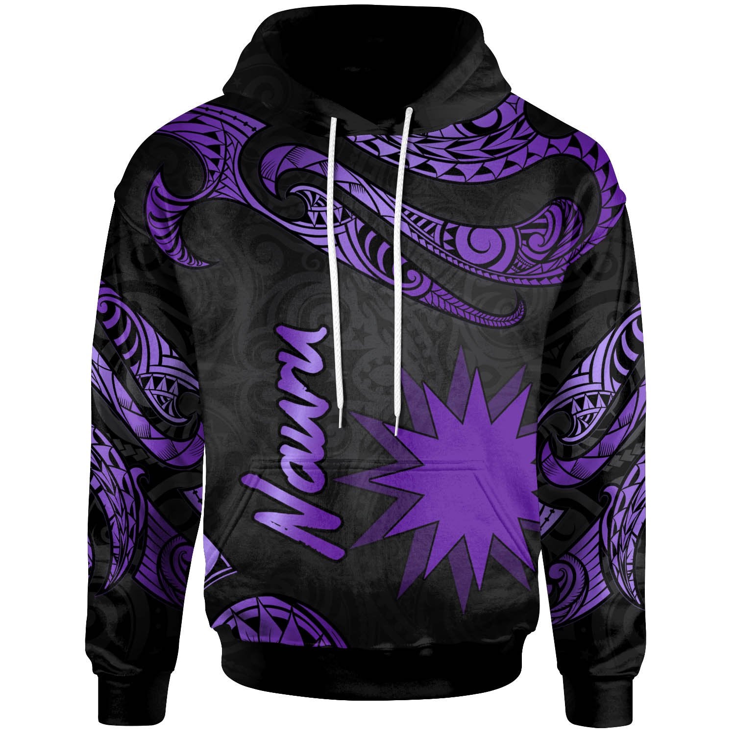 Nauru Hoodie Polynesian Tattoo Purple Version Unisex Purple - Polynesian Pride