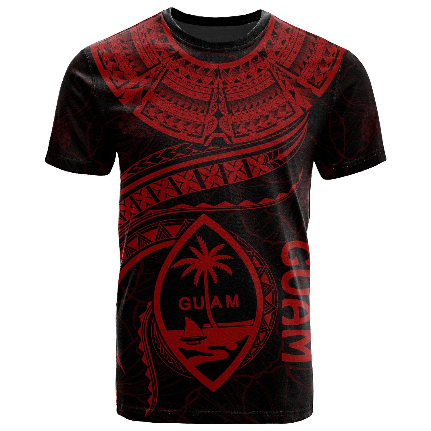 Guam Polynesian T Shirt Guam Waves (Red) Unisex Red - Polynesian Pride