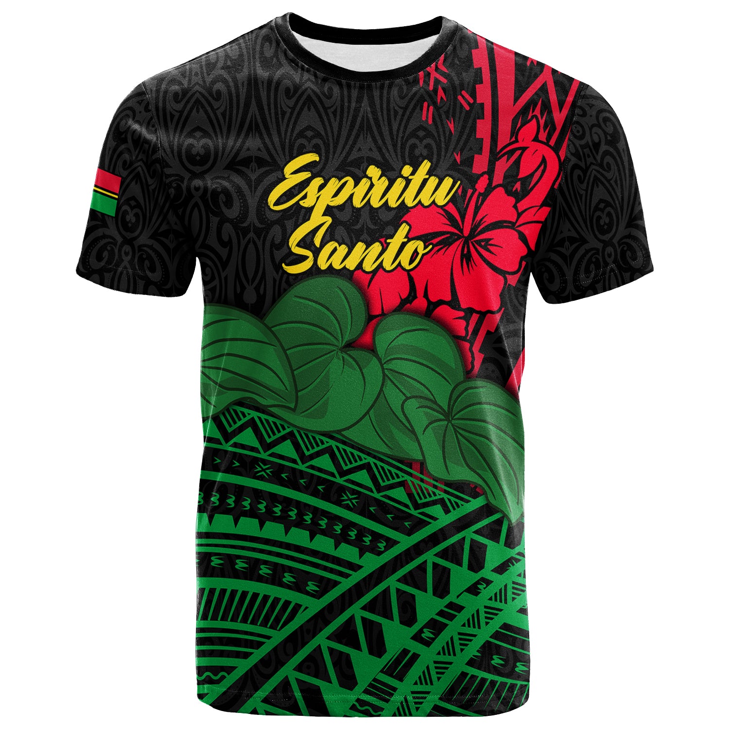 Custom Vanuatu Espiritu Santo T Shirt Kava With Hibiscus LT12 Unisex Black - Polynesian Pride