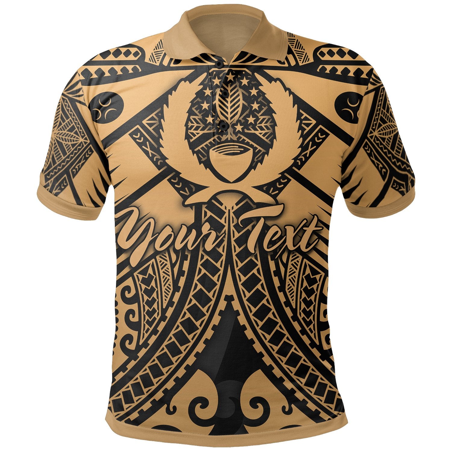 Pohnpei Custom Polo Shirt Gold Seal with Polynesian Tattoo Unisex Gold - Polynesian Pride