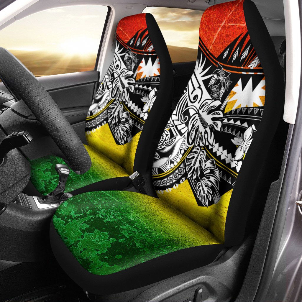 Nauru Car Seat Cover - The Flow OF Ocean Reggae Color Universal Fit Reggae - Polynesian Pride