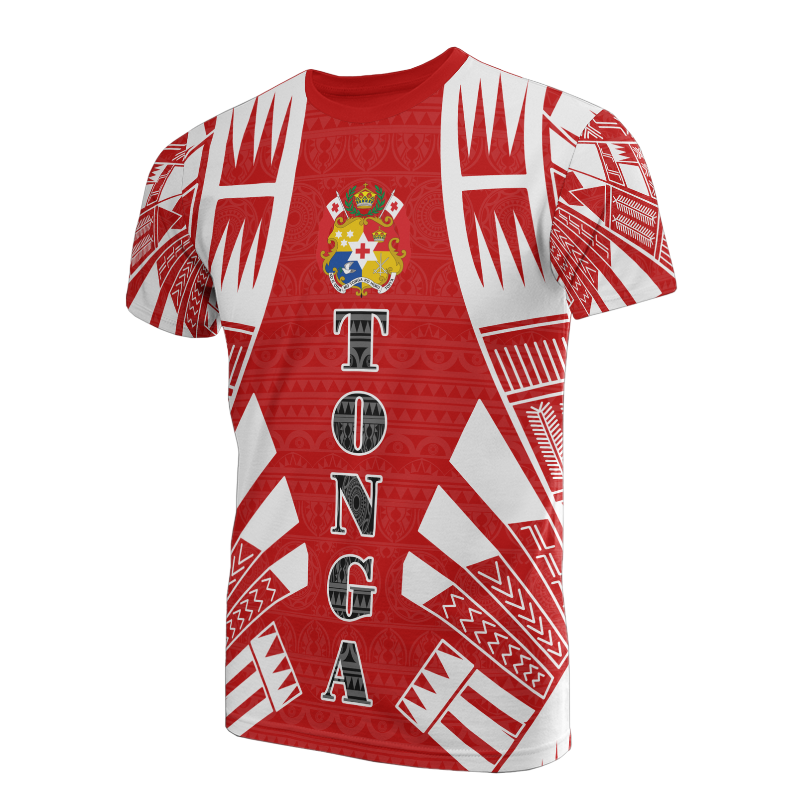 Tonga T Shirt Tonga Coat of Arms Polynesian Tattoo Red Style Unisex Red - Polynesian Pride
