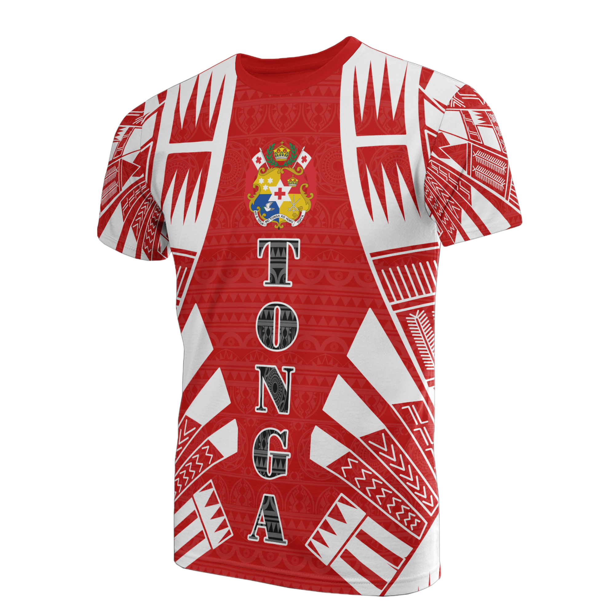 Tonga T Shirt Tonga Coat of Arms Polynesian Tattoo Red Style Unisex Red - Polynesian Pride