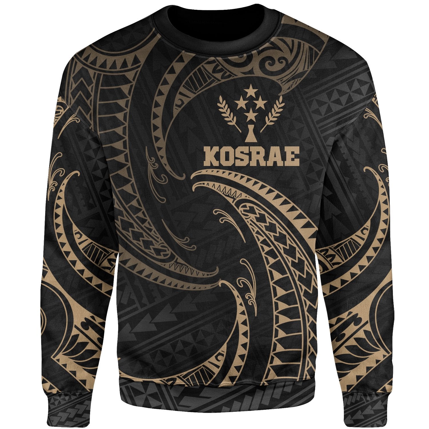 Kosrae Micronesia Sweater - Gold Tribal Wave Unisex Gold - Polynesian Pride